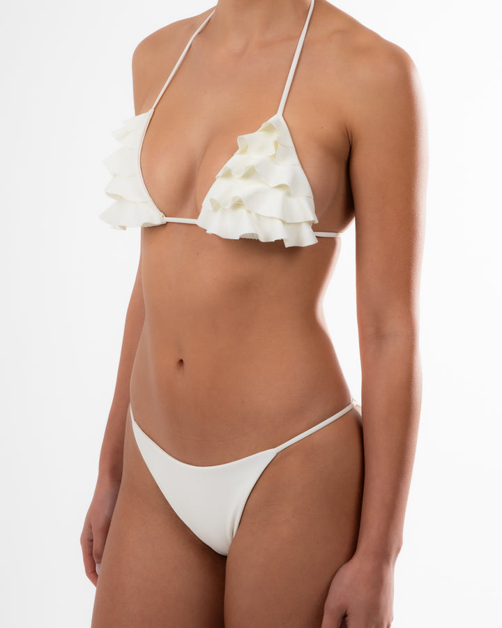 Women's eco-friendly cream ruffle bikini top