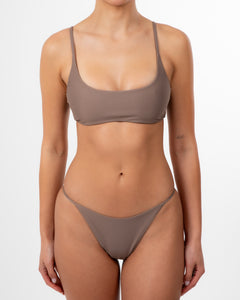 Women's cheeky recycled taupe bikini bottom 