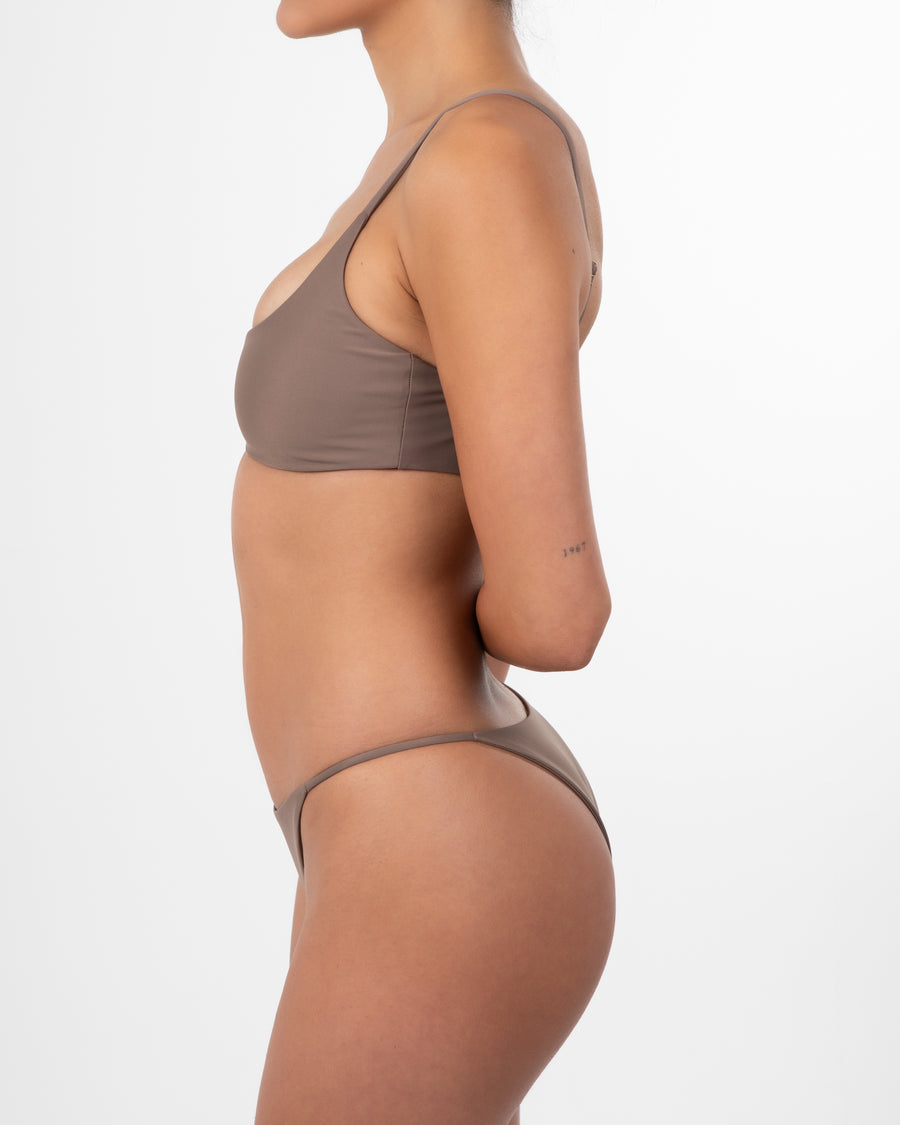 Women's cheeky recycled taupe bikini bottom 