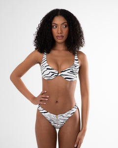 Women's earth friendly balconnette bikini top in zebra
