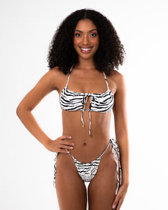 Women's high-quality cheeky adjustable string tie bottoms in zebra