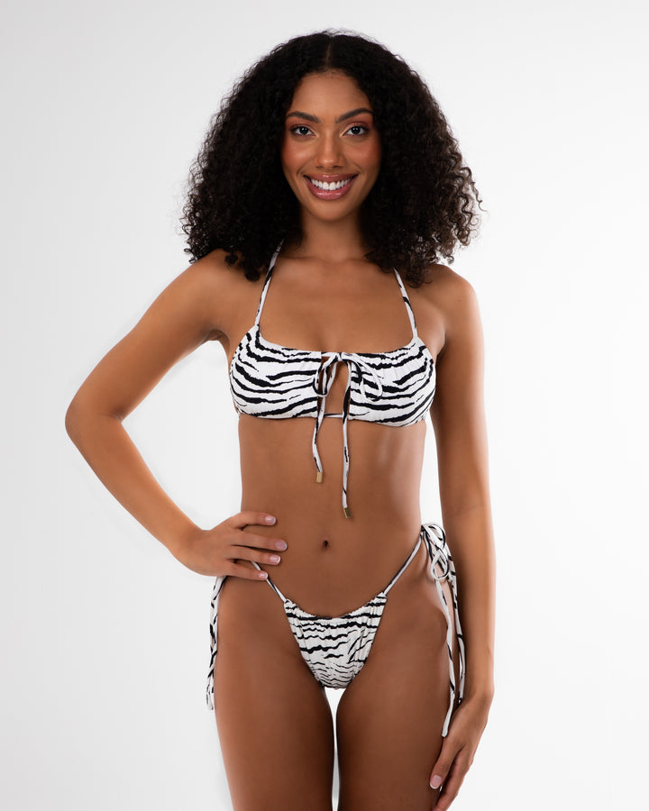 Women's eco-friendly sustainable fashionable adjustable zebra bikini top