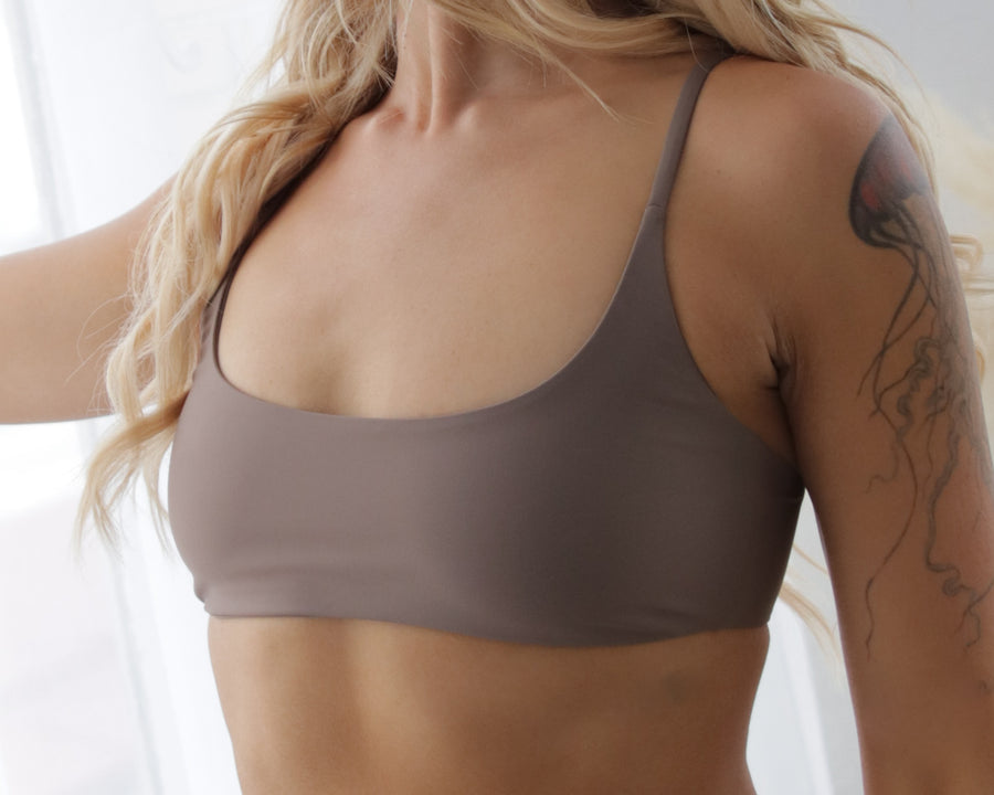 Women's eco-friendly taupe minimalist bikini top